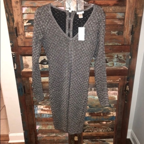 🔥NWT CACHE PEWTER METALLIC BODYCON DRESS HUGE DISCOUNT OVER 70% OFF - Picture 3 of 9